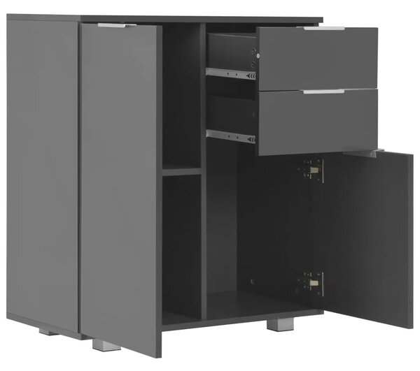 Komoda visoki sjaj siva 71x35x80 cm od konstruiranog drva - Siva 1 Siva