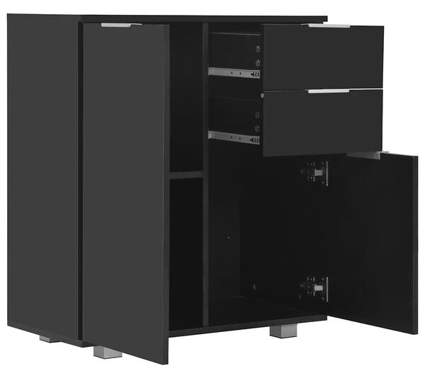 Komoda visoki sjaj crna 71x35x80 cm od konstruiranog drva - Crna 1 Crna