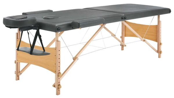 Masažni stol s 2 zone i drvenim okvirom antracit 186 x 68 cm - Antracit Antracit