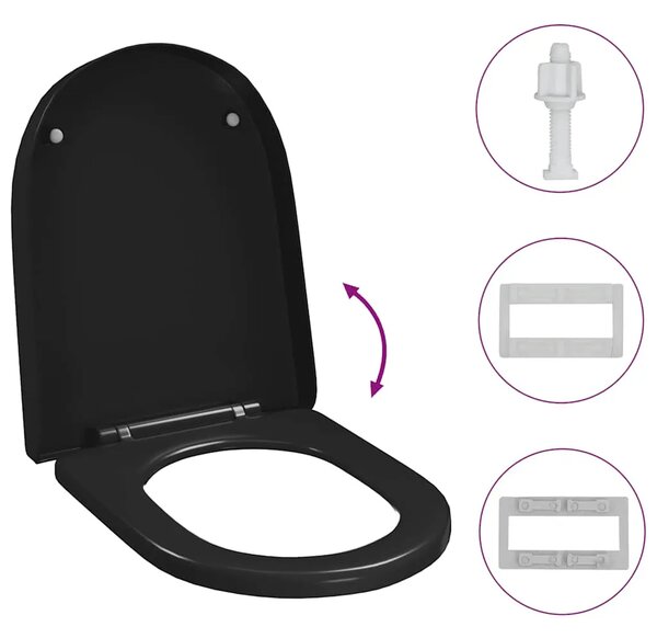 Daska za wc - Toaletna daska s mekim zatvaranjem i brzim otpuštanjem crna - Crna 45 x 35 cm 1 Crna
