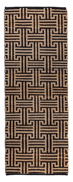 Crna/u prirodnoj boji ručno rađena staza od mješavine jute 80x230 cm Meander Jute – Flair Rugs