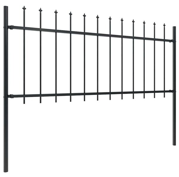 Vrtna ograda s vrhom koplja Čelik 838 x 80 cm Crna - Crna 1 838 cm 80 cm