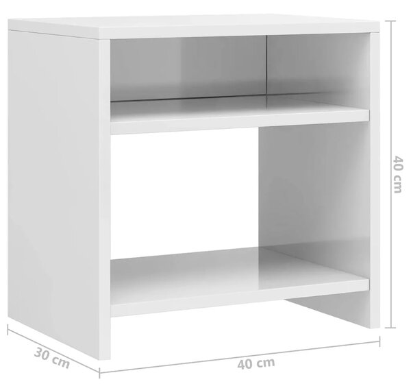 Noćni ormarić 2 kom sjajni bijeli 40x30x40 cm konstruirano drvo - Visoko sjajno bijela 2 Visoko sjajno bijela 2