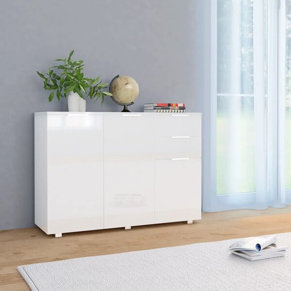 Komoda visoki sjaj bijela 107x35x80 5 cm - Bijela 1 Bijela