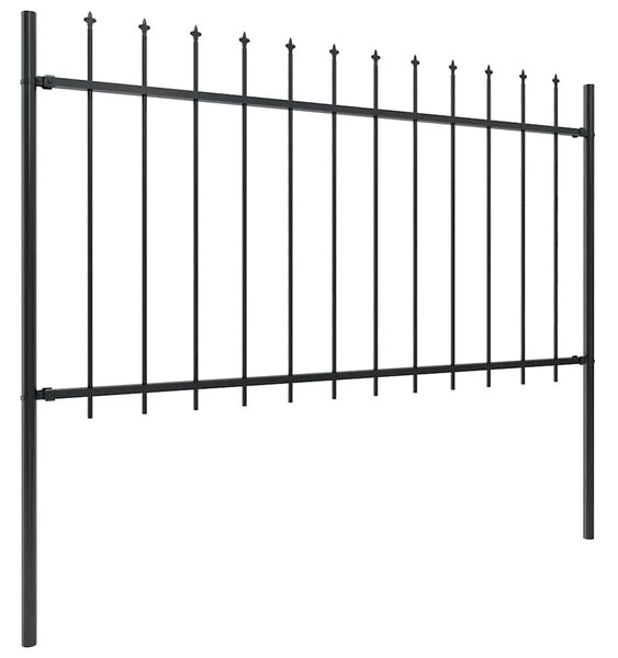 Vrtna ograda s vrhom koplja Čelik 1172 x 100 cm Crna - Crna 1 1172 cm 100 cm