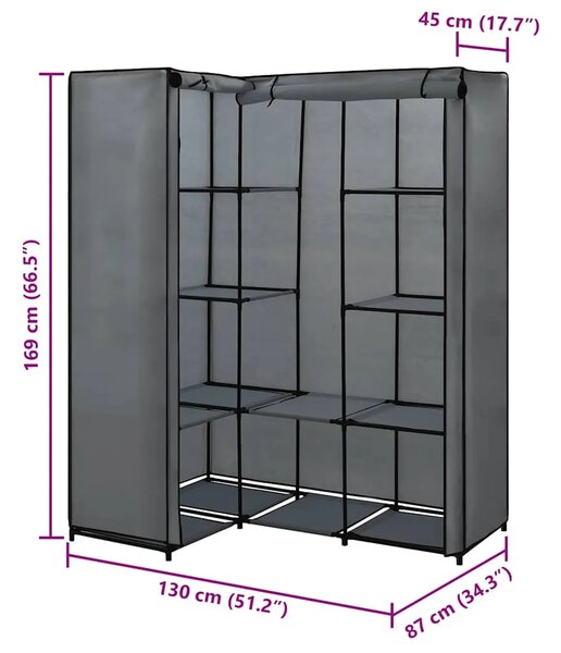 Kutni ormar sivi 130 x 87 x 169 cm - Siva 1 1 Siva