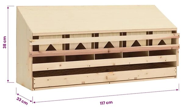 Gnijezdo za nesilice s 5 odjeljaka 117x33x38cm masivna borovina - 117 x 33 x 38 cm 117 x 33 x 38 cm