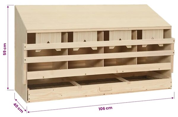 Gnijezdo za nesilice s 4 odjeljka 106x40x59 cm masivna borovina - 106 x 40 x 59 cm 106 x 40 x 59 cm