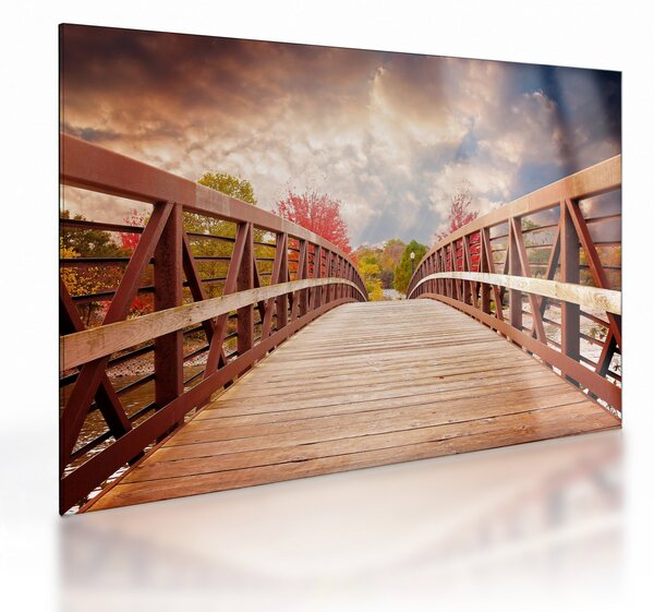 Staklena slika - drveni most (70x50 cm)