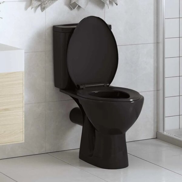 Daska za wc - Toaletna daska s mekim zatvaranjem i brzim otpuštanjem crna - Crna 47 x 35 cm 1 Crna
