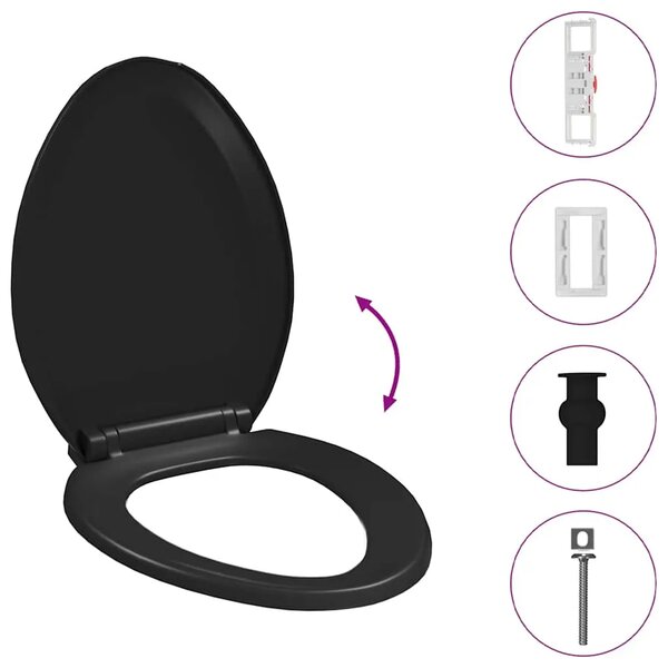 Daska za wc - Toaletna daska s mekim zatvaranjem i brzim otpuštanjem crna - Crna 47 x 35 cm 1 Crna