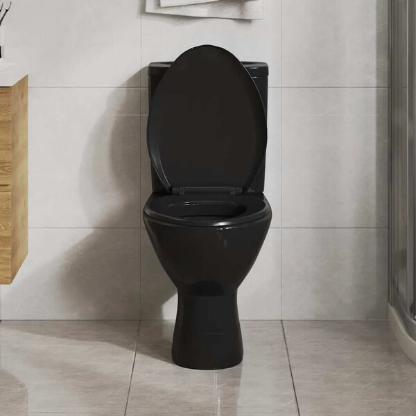 Daska za wc - Toaletna daska s mekim zatvaranjem i brzim otpuštanjem crna - Crna 47 x 35 cm 1 Crna