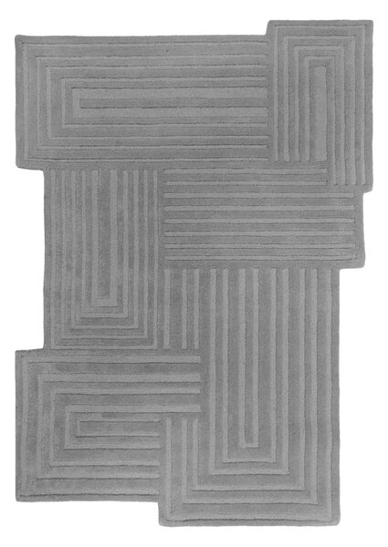 Sivi ručno rađen vunen tepih 160x230 cm Zen Rectangles – Flair Rugs