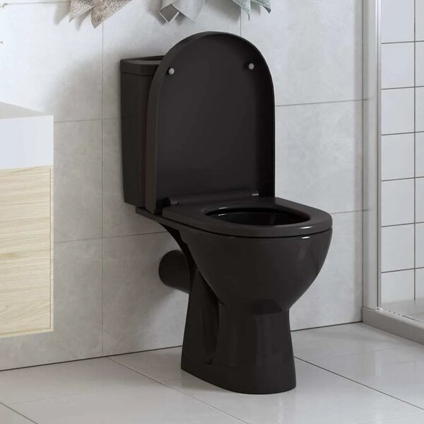 Daska za wc - Toaletna daska s mekim zatvaranjem i brzim otpuštanjem crna - Crna 46 x 36.5 cm(140 - 200 mm) 1 Crna