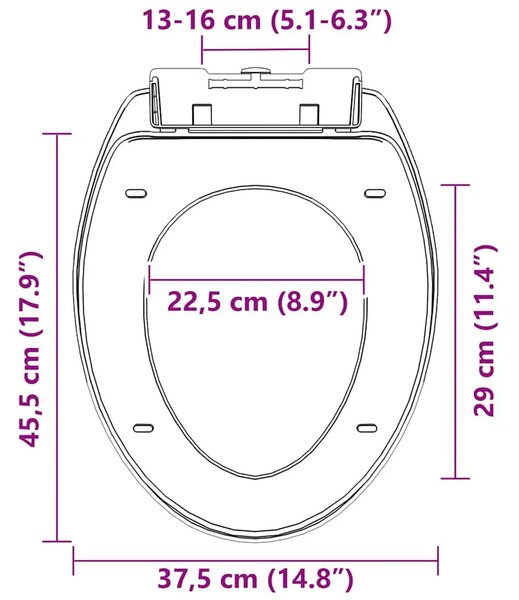Daska za wc - Toaletna daska s mekim zatvaranjem i brzim otpuštanjem crna - Crna 46 x 36.5 cm(110 - 170 mm) 1 Crna
