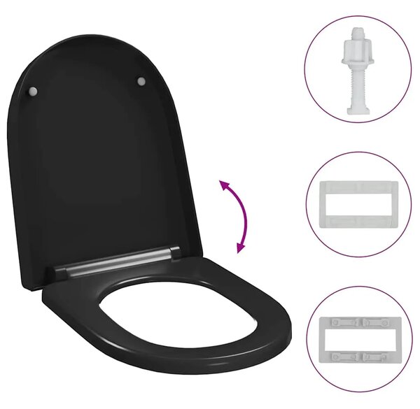 Daska za wc - Toaletna daska s mekim zatvaranjem i brzim otpuštanjem crna - Crna 46 x 36.5 cm(140 - 200 mm) 1 Crna