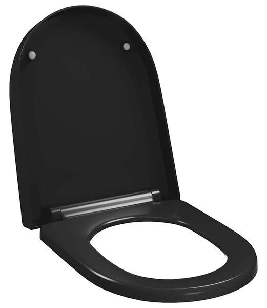 Daska za wc - Toaletna daska s mekim zatvaranjem i brzim otpuštanjem crna - Crna 46 x 36.5 cm(140 - 200 mm) 1 Crna