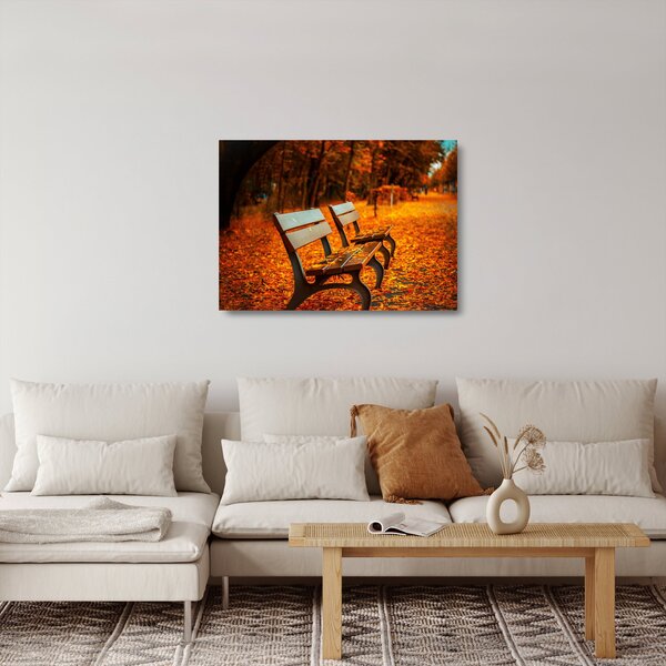 Staklena slika klupe u jesen (70x50 cm)