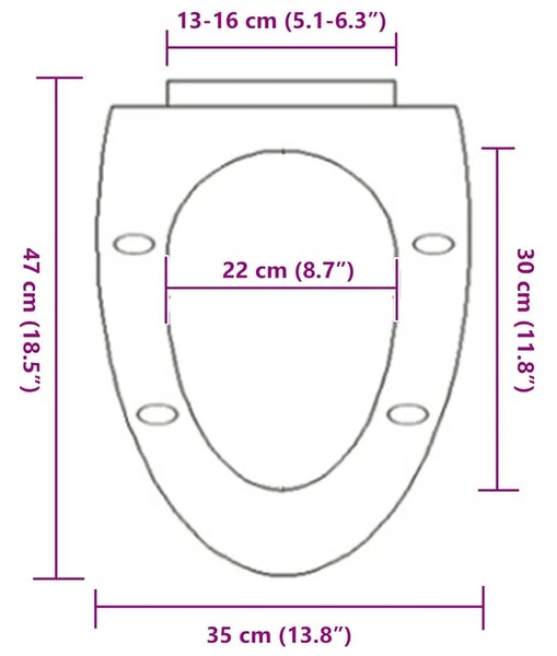 Daska za wc - Toaletna daska s mekim zatvaranjem i brzim otpuštanjem crna - Crna 47 x 35 cm 1 Crna