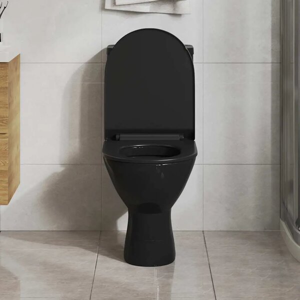 Daska za wc - Toaletna daska s mekim zatvaranjem i brzim otpuštanjem crna - Crna 46 x 36.5 cm(110 - 170 mm) 1 Crna