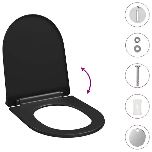 Daska za wc - Toaletna daska s mekim zatvaranjem i brzim otpuštanjem crna - Crna 46 x 36.5 cm(110 - 170 mm) 1 Crna