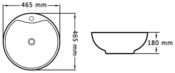 Lavabo - Umivaonik sa zaštitom od prelijevanja 46 5x18 cm keramički bijeli - Bijela Bijela