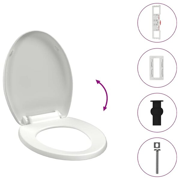 Daska za wc - Toaletna daska s mekim zatvaranjem i brzim otpuštanjem bijela - Bijela 45.5 x 37.5 cm 1 Bijela