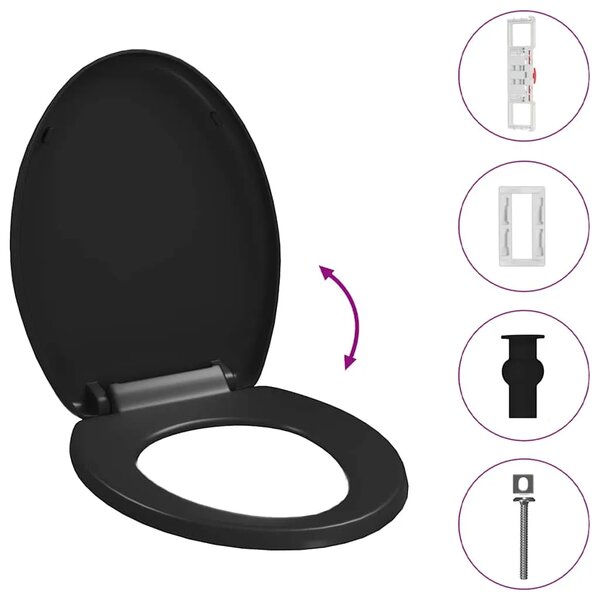 Daska za wc - Toaletna daska s mekim zatvaranjem i brzim otpuštanjem crna - Crna 45.5 x 37.5 cm 1 Crna