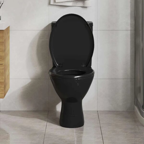 Daska za wc - Toaletna daska s mekim zatvaranjem i brzim otpuštanjem crna - Crna 45.5 x 37.5 cm 1 Crna