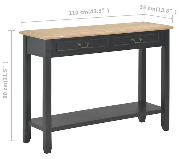Konzolni stol crni 110 x 35 x 80 cm drveni - Crna 1 Crna