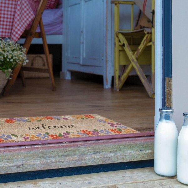 Otirač od kokosovih vlakana 40x120 cm Welcome Floral – Artsy Doormats