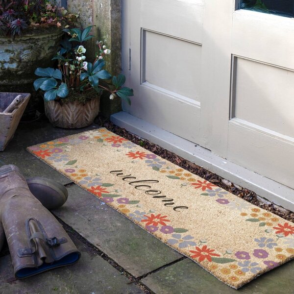 Otirač od kokosovih vlakana 40x120 cm Welcome Floral – Artsy Doormats