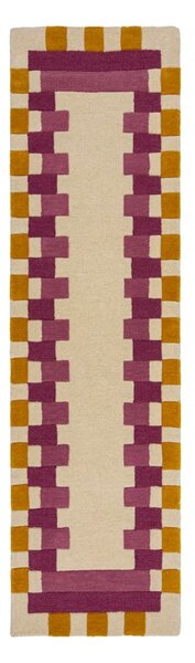 Žuta /ružičasta ručno rađena vunena staza 60x230 cm Kai Wool Border – Flair Rugs