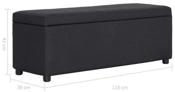 Klupa s pretincem za pohranu 116 cm crna poliesterska - Crna Crna