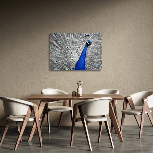 Staklena slika - plavi paun (70x50 cm)