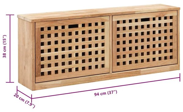 Klupa za pohranu cipela od masivne orahovine 94 x 20 x 38 cm - 1 38 cm 94 cm 1