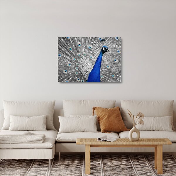 Staklena slika - plavi paun (70x50 cm)