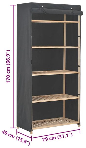 Ormar od tkanine sivi 79 x 40 x 170 cm - Siva 1 1 Siva