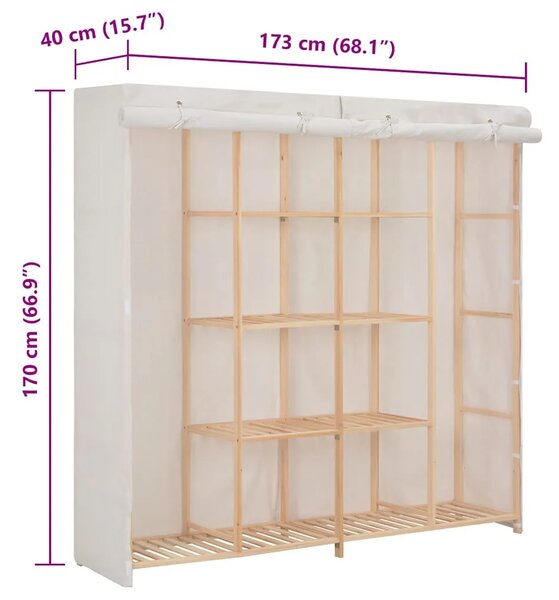 Ormar od tkanine bijeli 173 x 40 x 170 cm - Bijela 1 1 Bijela