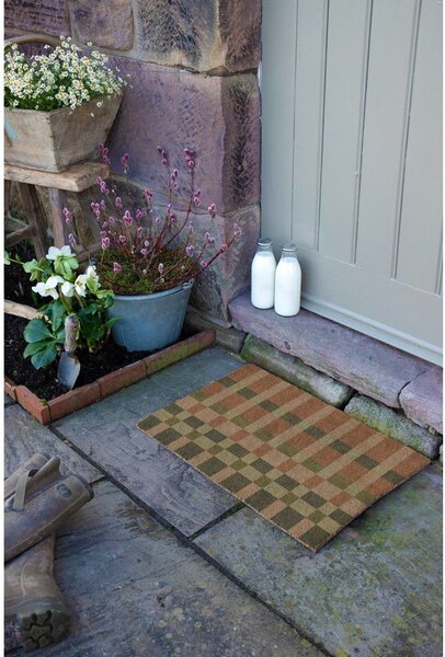 Otirač od kokosovih vlakana 40x60 cm Pink and Blue Check – Artsy Doormats