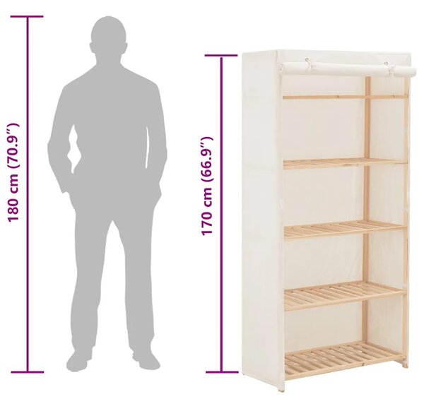 Ormar od tkanine bijeli 79 x 40 x 170 cm - Bijela 79 x 40 x 170 cm 1 1
