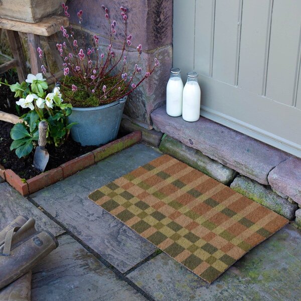 Otirač od kokosovih vlakana 40x60 cm Pink and Blue Check – Artsy Doormats