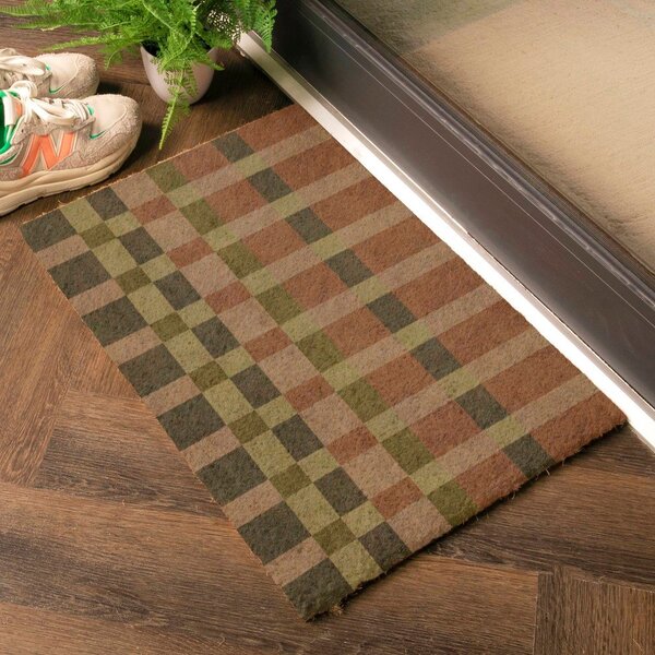 Otirač od kokosovih vlakana 40x60 cm Pink and Blue Check – Artsy Doormats