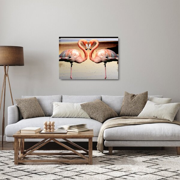 Staklena slika - dva flaminga (70x50 cm)