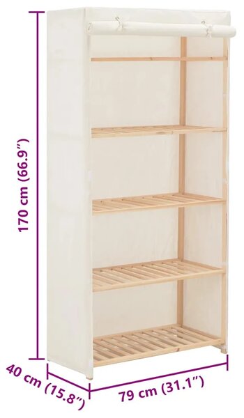 Ormar od tkanine bijeli 79 x 40 x 170 cm - Bijela 79 x 40 x 170 cm 1 1