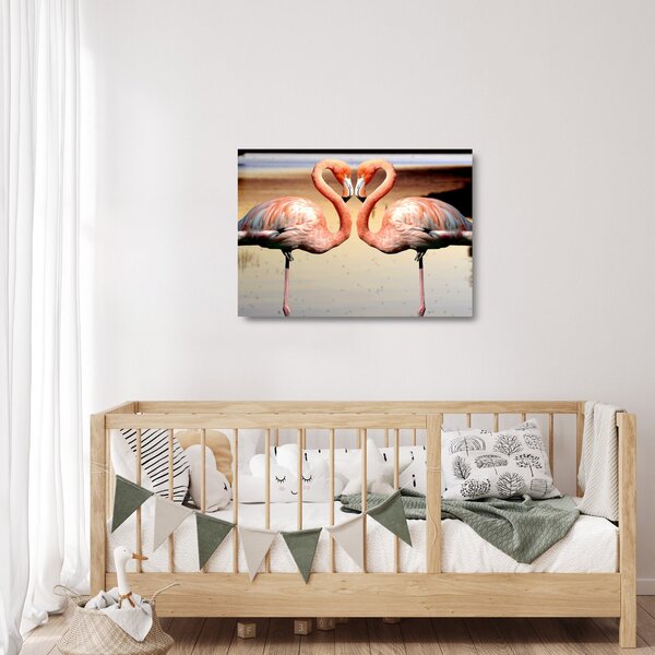 Staklena slika - dva flaminga (70x50 cm)