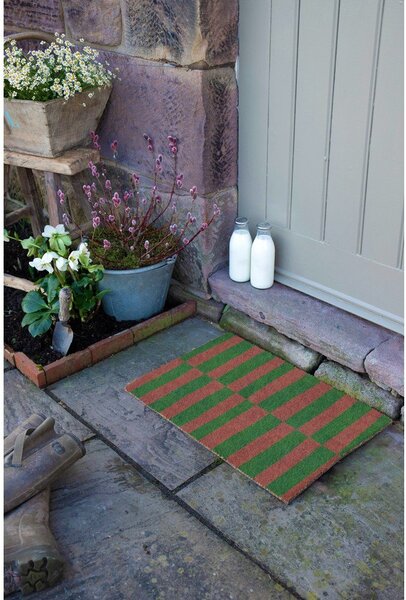 Otirač od kokosovih vlakana 40x60 cm Pink & Green Half Stripes – Artsy Doormats