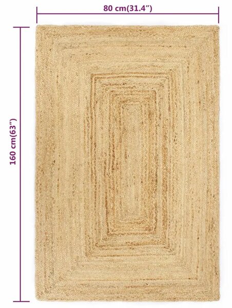 Ručno rađeni tepih od jute prirodne boje 80 x 160 cm - Prirodna 80 x 160 cm 80 x 160 cm Prirodna