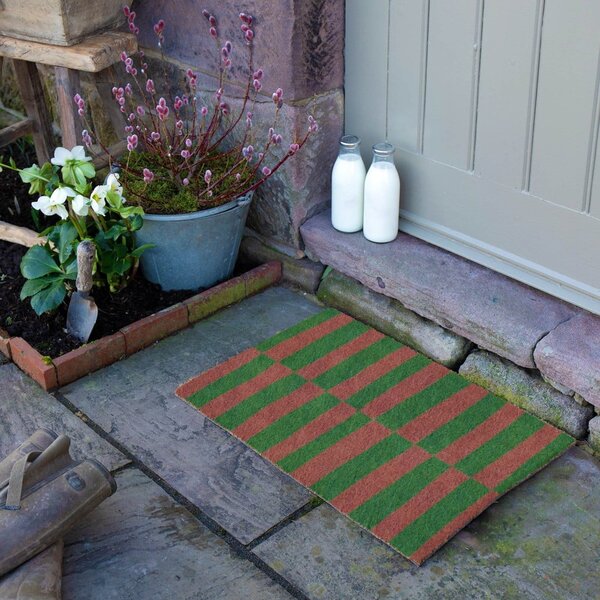 Otirač od kokosovih vlakana 40x60 cm Pink & Green Half Stripes – Artsy Doormats