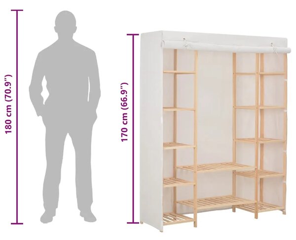 Ormar od tkanine bijeli 135 x 40 x 170 cm - Bijela 1 1 Bijela